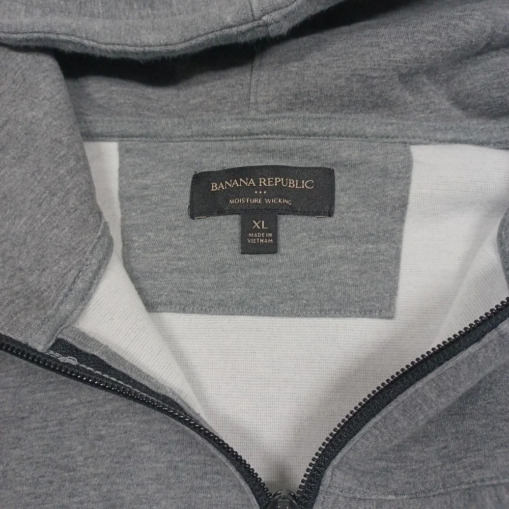 Banana Republic Sweater Mens XL Gray 1/4‎ Zip Hooded Preppy Casual